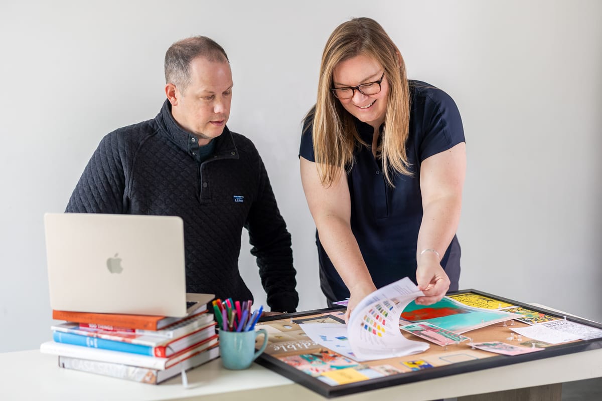 Zak and Lauren reviewing design inspiration